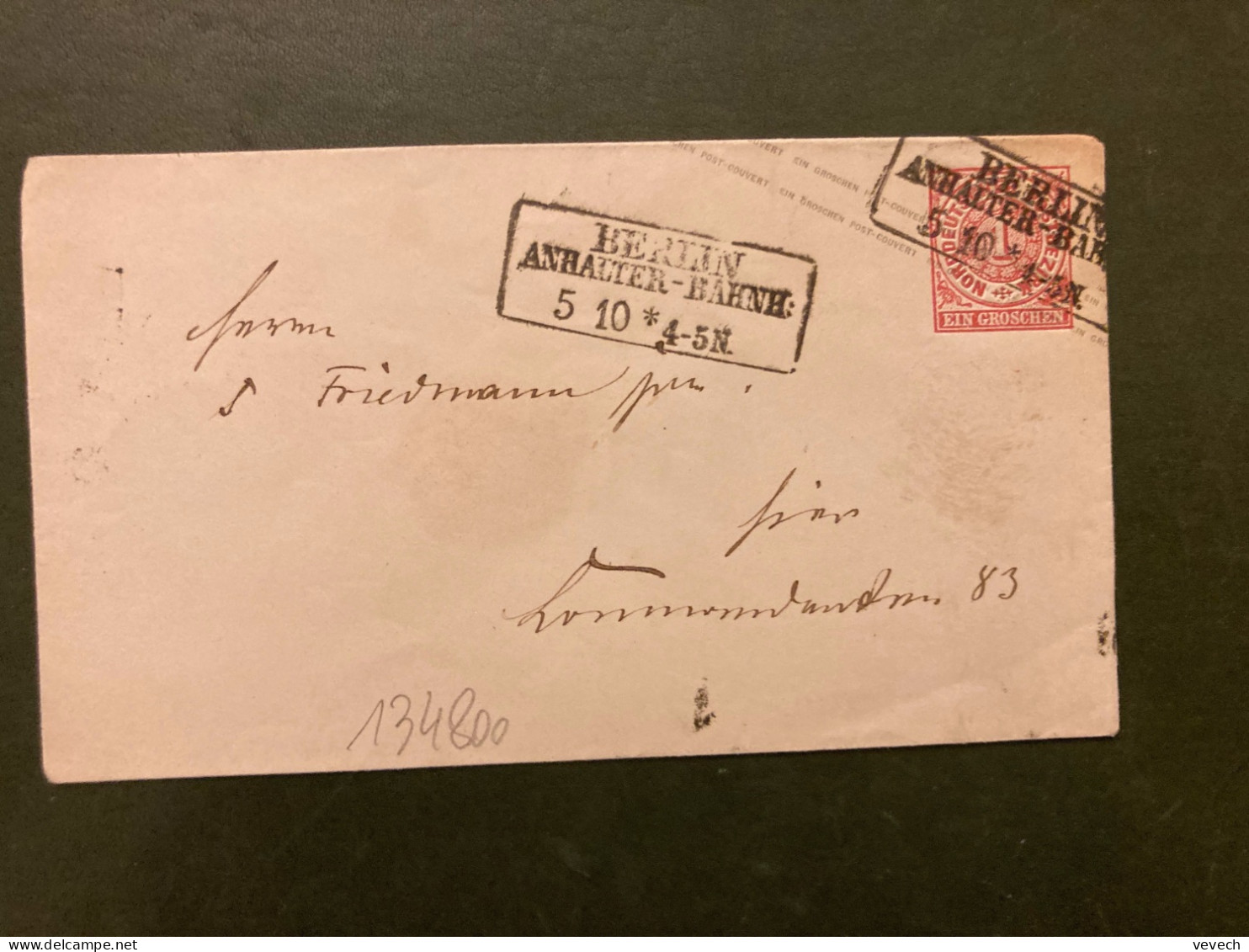 LETTRE EP EIN GROSCHEN OBL.5 10  4-5 N. BERLIN ANHALTER-BARNH - Interi Postali