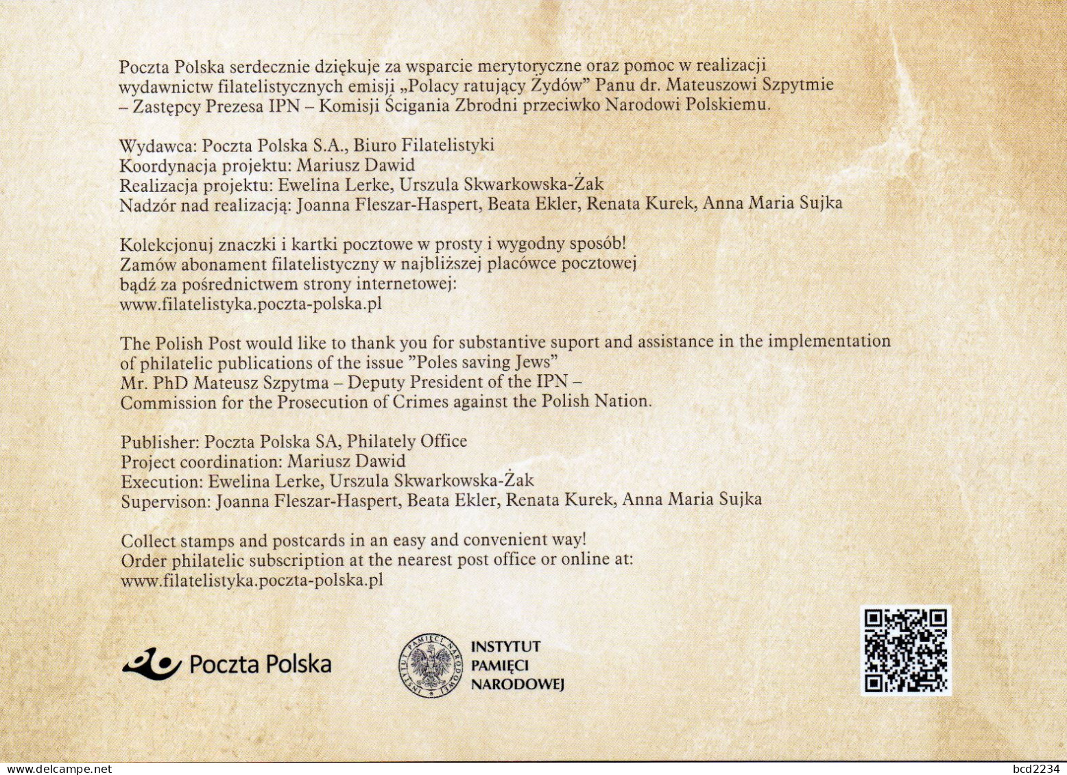 POLAND 2020 POLISH POST OFFICE SPECIAL LIMITED EDITION FOLDER: POLES SAVING JEWS FROM NAZI GERMANY WW2 JUDAICA HISTORY - Storia Postale