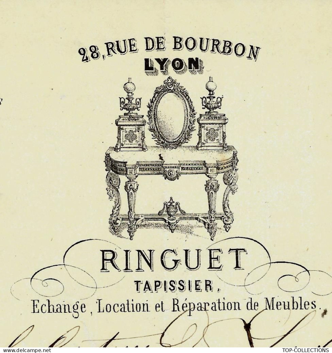 1869 ENTETE TAPISSERIE SIEGES TABLES RIDEAUX   Ringuet à Lyon Pour Madame La Comtesse De La Fléchère V.SCANS - 1800 – 1899