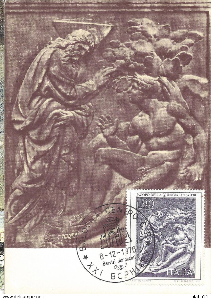 ITALIE - CARTE MAXIMUM - Yvert N° 1209 - La CREATION D'ADAM - OEUVRE De QUERCIA - Cartes-Maximum (CM)