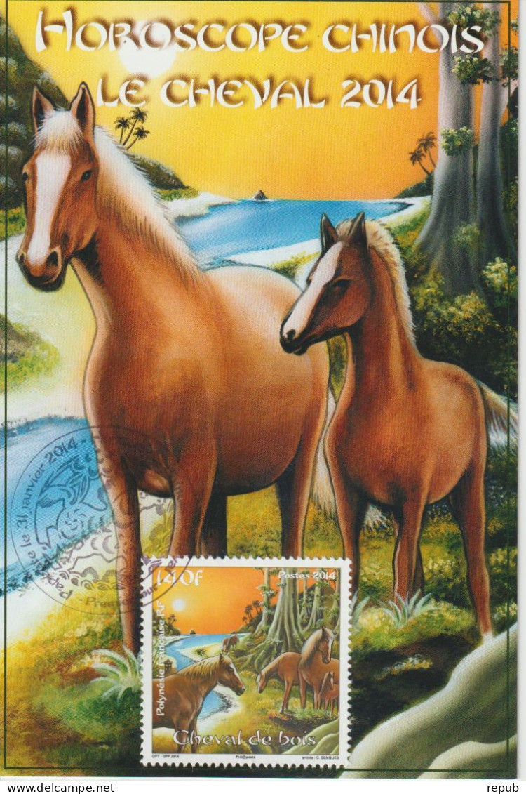 Polynésie Française 2014 Année Du Cheval 1053 - Maximum Cards