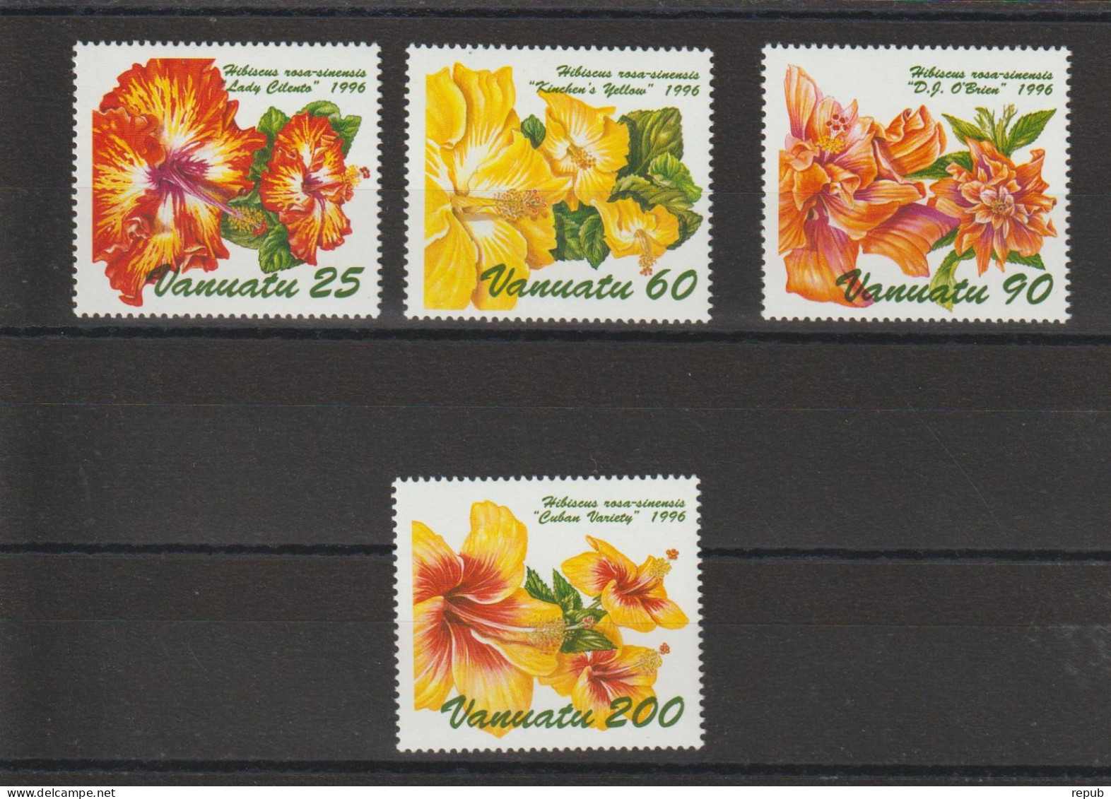 Vanuatu 1996 Fleurs Hibiscus 1017-20, 4 Val ** MNH - Vanuatu (1980-...)