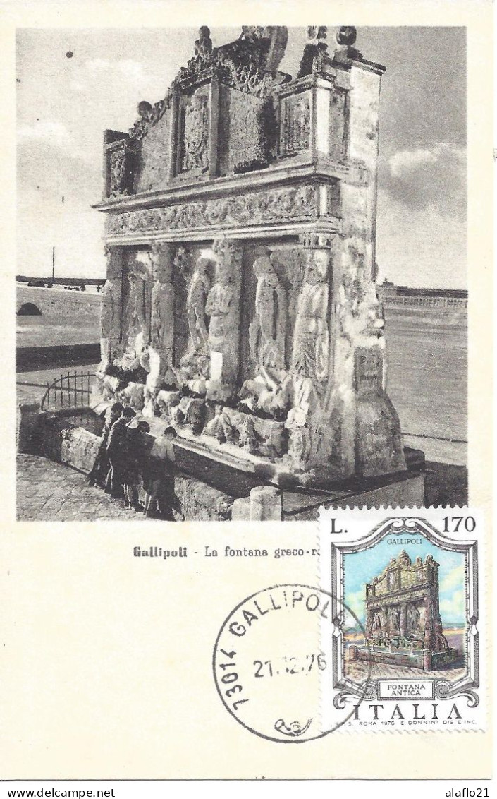 ITALIE - CARTE MAXIMUM - Yvert N° 1289 - FONTAINE ANTIQUE De GALLIPOLI - Cartoline Maximum