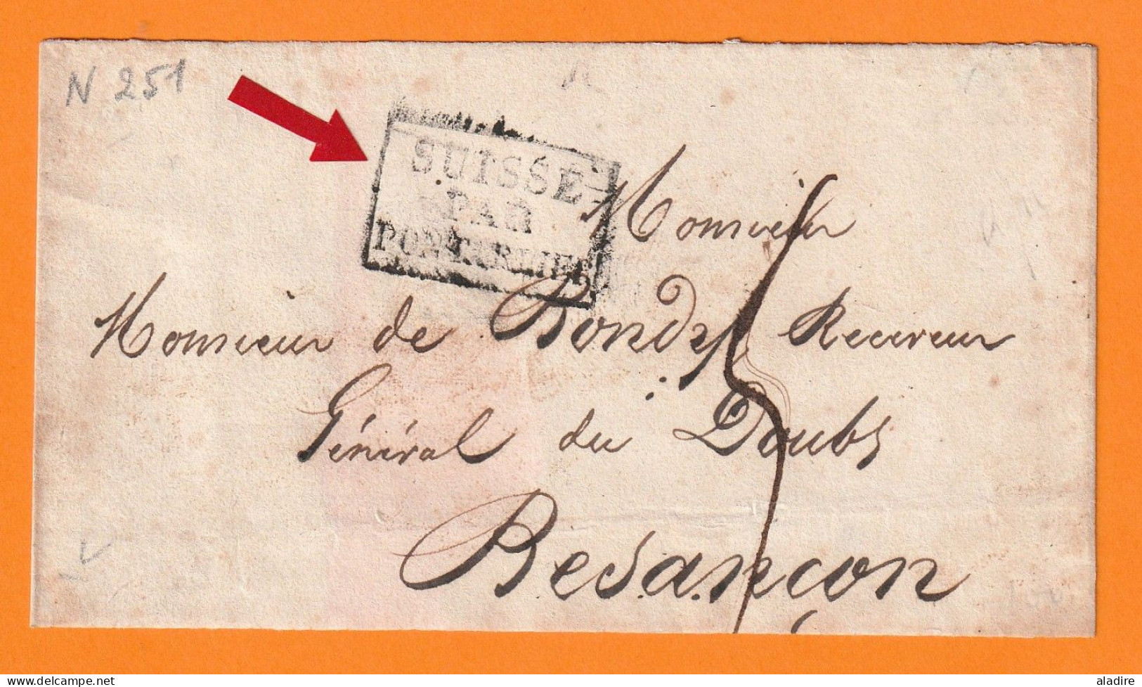 Préphilatélie - Bande De Journal De SUISSE Vers BESANCON, FRANCE - Entrée Par PONTARLIER - Taxe 5 - ...-1845 Precursores