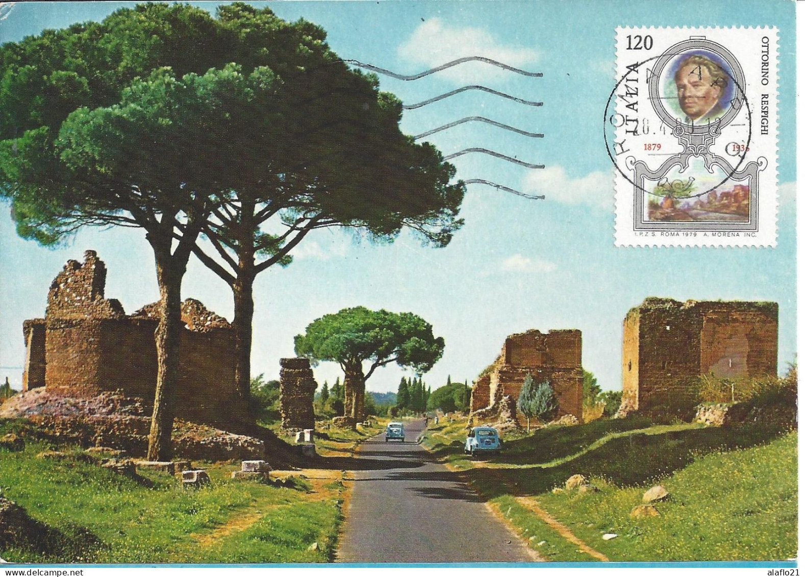 ITALIE - CARTE MAXIMUM - Yvert N° 1399 - VOIE APPIA Et PORTRAIT D'OTTORINO RESPIGHI (2) - Maximum Cards