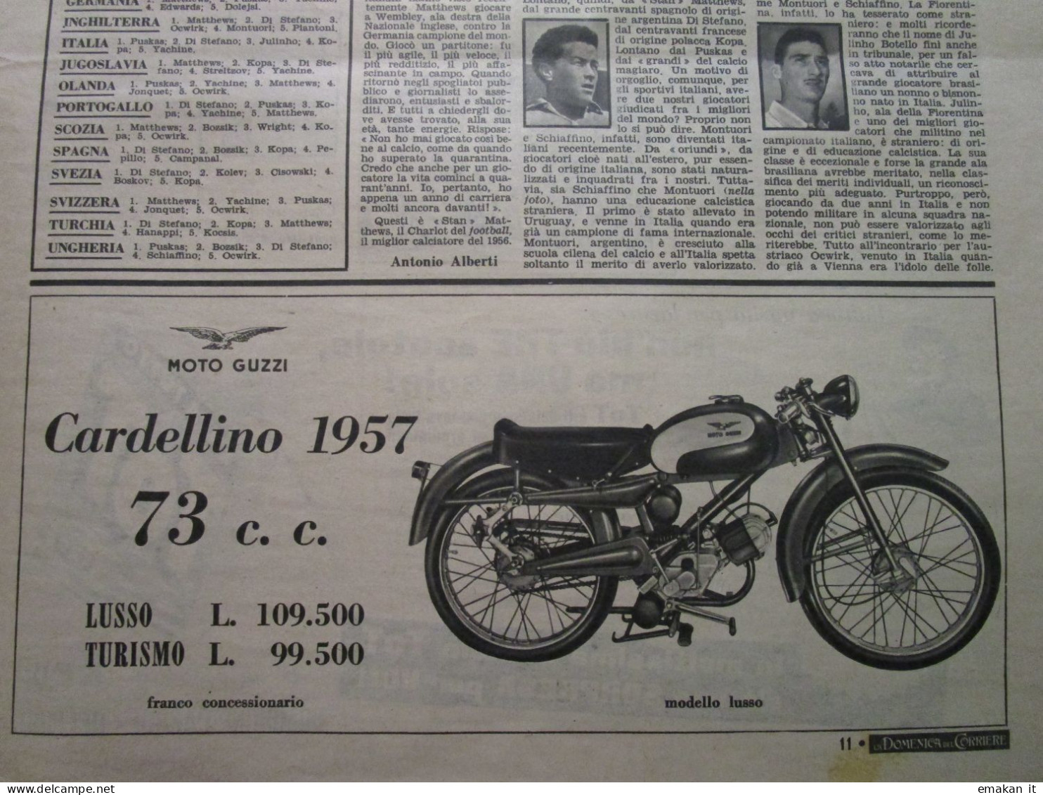 # DOMENICA DEL CORRIERE N 53 / 1956 SOGNO DI CAPODANNO / GIOCO DELL'OCA / GUZZI - Prime Edizioni