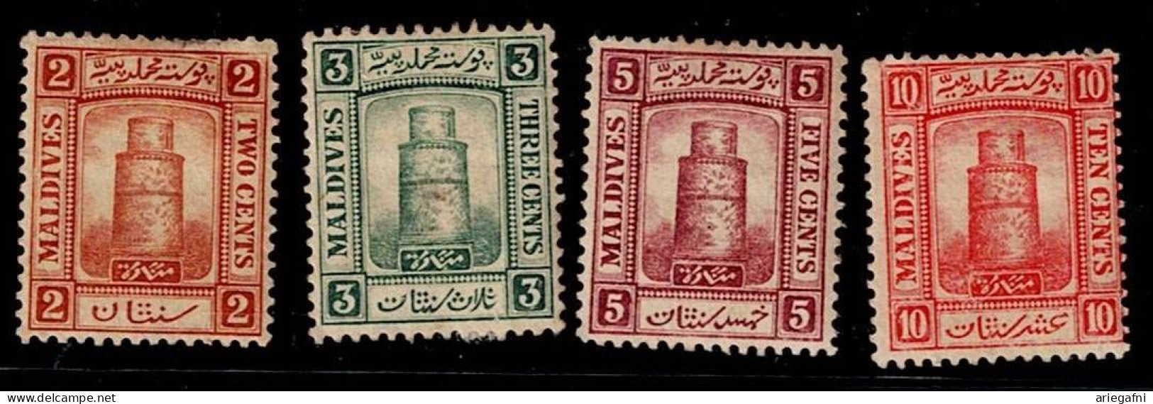 MALDIVES 1909 MINARETT MI No 7-10 MLH VF!! - Maldives (...-1965)