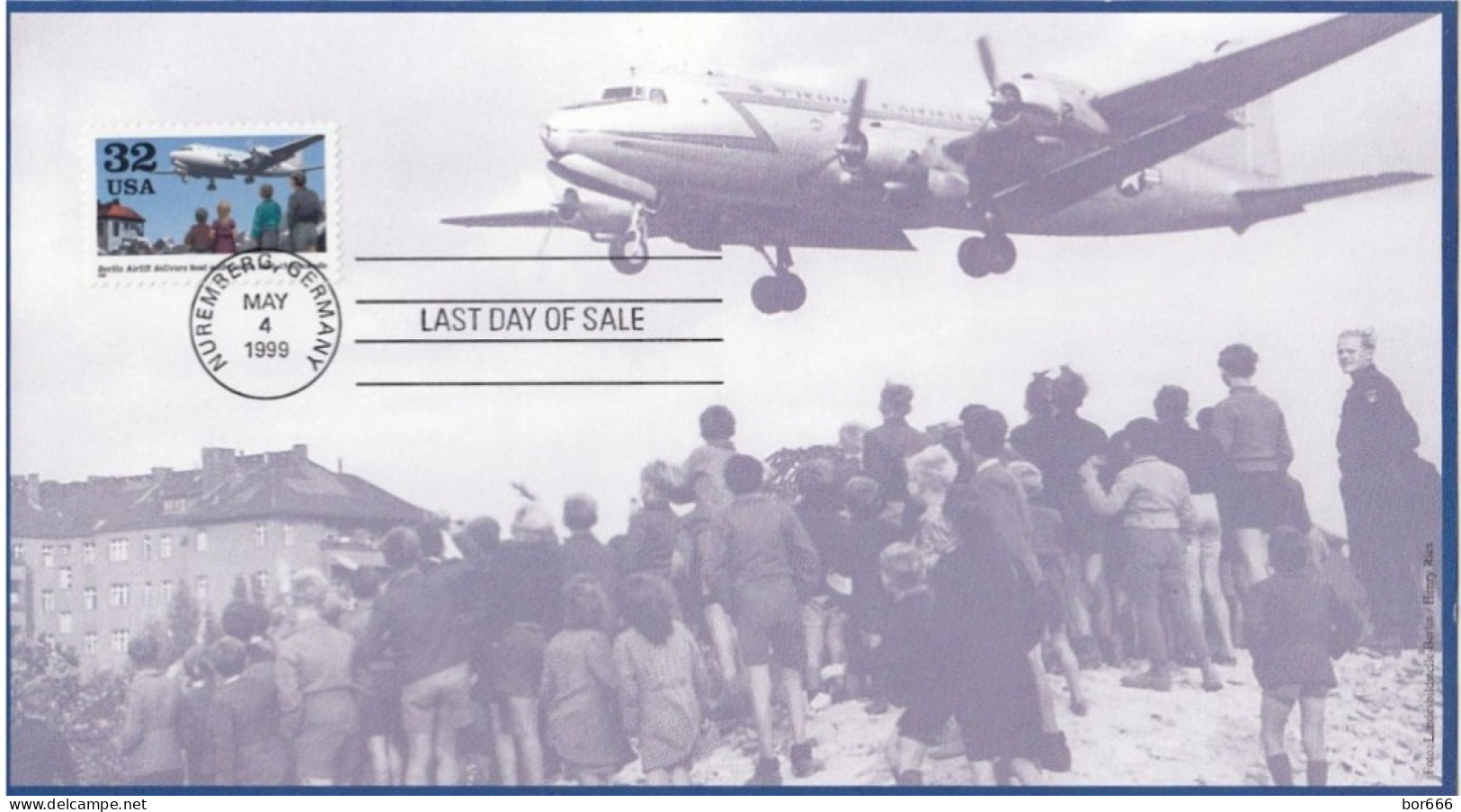 GOOD USA Postcard With Last Day Of Sale Cancel 1999 - Aviation / Berlin Airlift - 1981-00