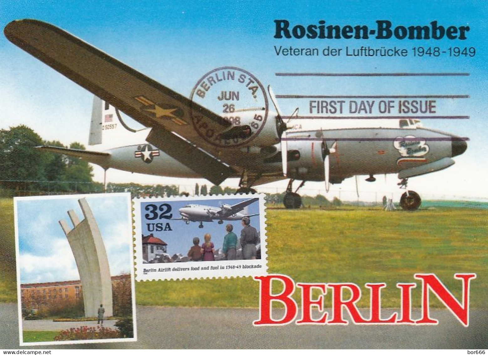 GOOD USA Maxicard 1998 - Aviation / Berlin Airlift - Cartes-Maximum (CM)