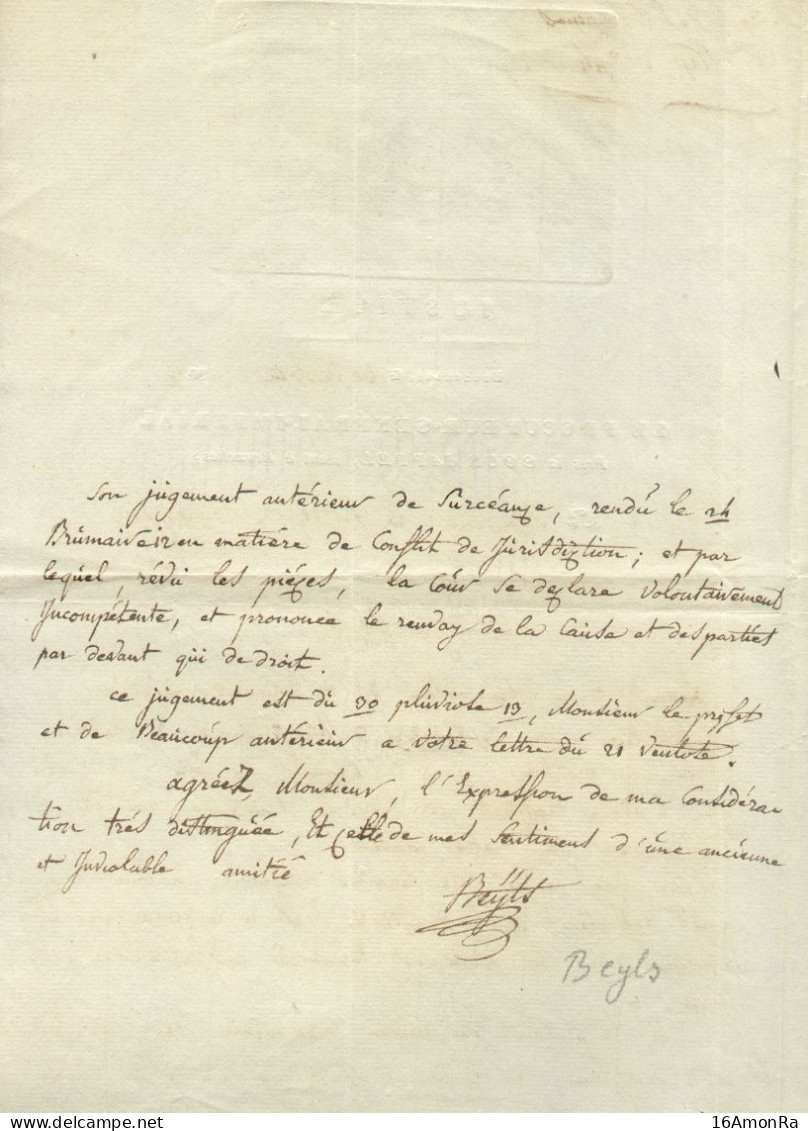 LAC  De BRUXELLES (griffe Rouge 94/BRUXELLES) Le 30 Ventôse AN 13 (21 Mars 1805) Avec Intérieur Imprimé (en-tête Illustr - 1794-1814 (French Period)