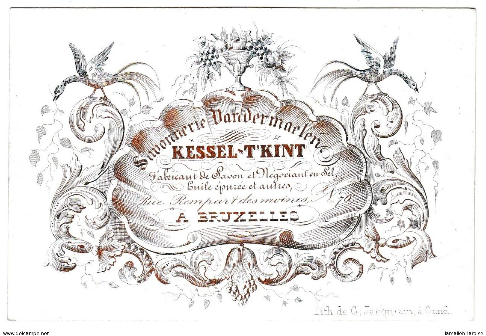 Belgique, Carte Porcelaine, Porseleinkaart, Kessel-T'Kint, Savon, Sel, Huile, épices, Bruxelles , Dim:106x72mm, - Cartoline Porcellana