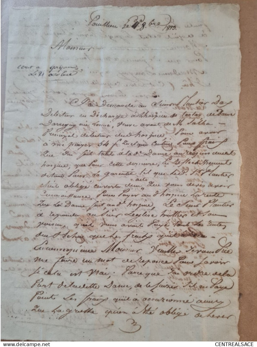 LETTRE DE POUILLON CACHET 39 DAX POUR HOSPCE CIVIL 1813 - Sin Clasificación