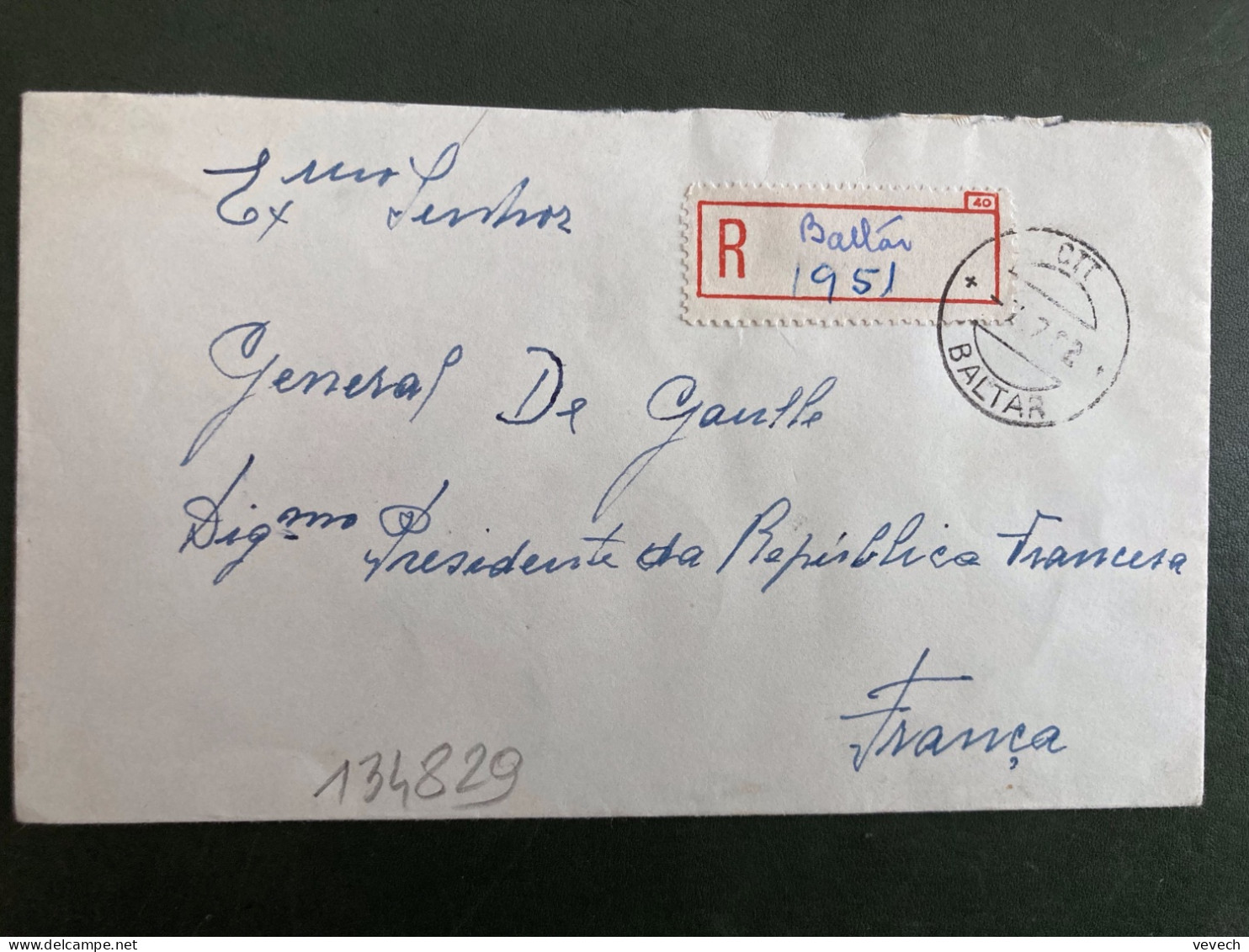 LR Pour GENERAL DE GAULLE PRESIDENT DE LA REPUBLIQUE FRANCAISE TP TOMAR CIDADE 1S+CAVALIER 2Es X3+1Es OBL. 7 7 62 BALTAR - Lettres & Documents