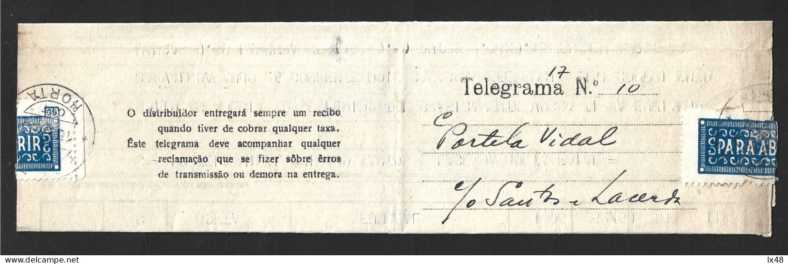 Telegrama Do Funchal Para A Horta Com Obliteração Do 'Rádio Faial CTT Horta 1955'. Telegram From Funchal To Horta With O - Storia Postale