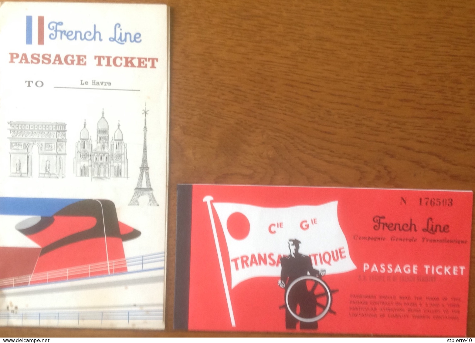 Ticket Compagnie Générale Transatlantique French Line : New York - Le Havre 1967 - Mundo