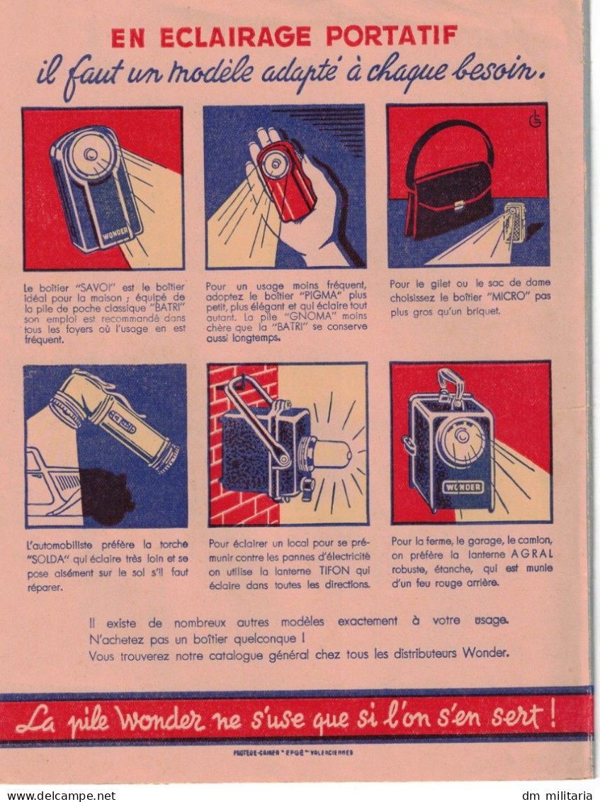 Protège Cahier Vintage Années 1950 / Publicité Ancienne : PILE WONDER - Batterien