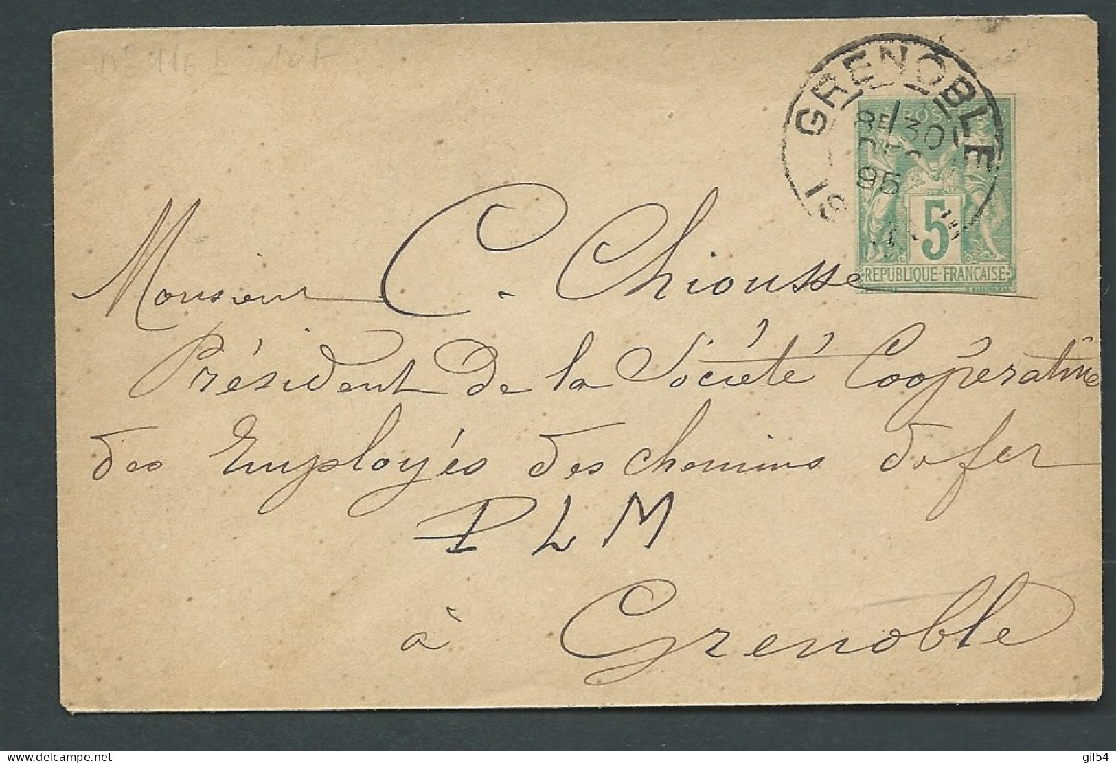 TB Entier Postal N° 75 E 2 ,  Oblitéré GRENOBLE EN 1895 ( Voir Scans - Aw 16104 - Bigewerkte Envelop  (voor 1995)