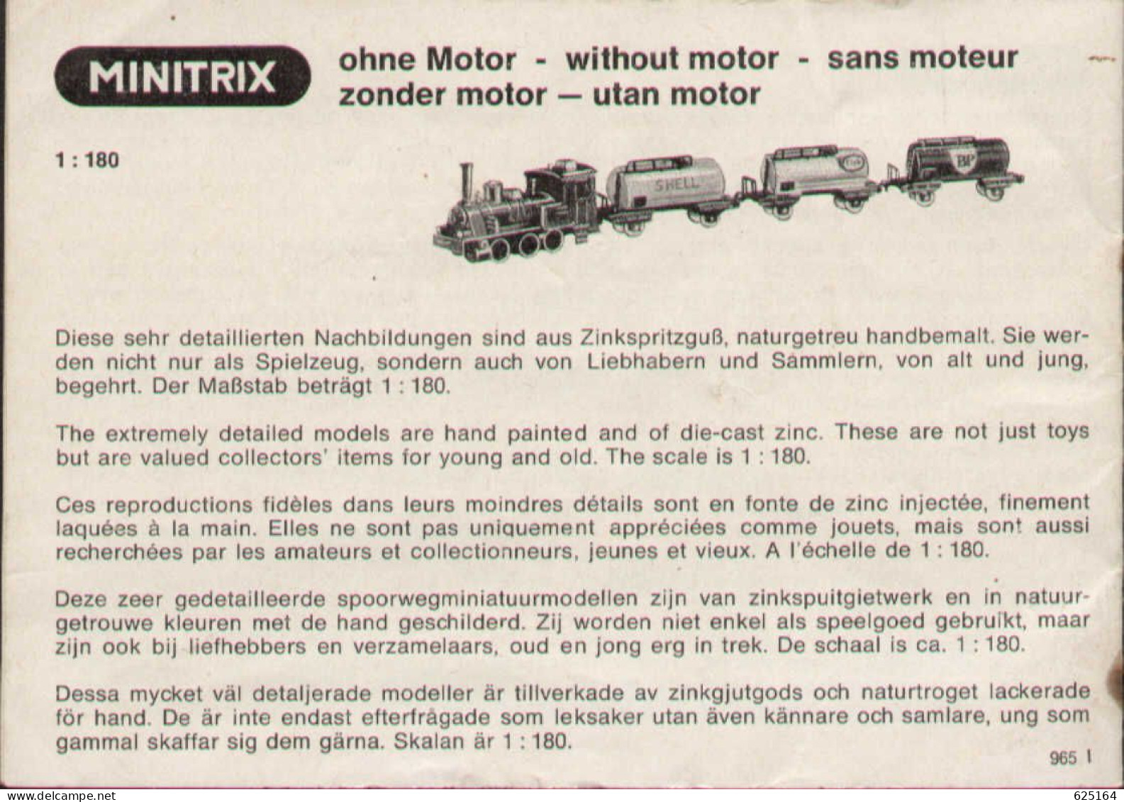 Catalogue TRIX Brochure 1965 Trix Express Minitrix Electric 1:160 & Ohne Motor 1:180-  Metalbaukasten - Allemand