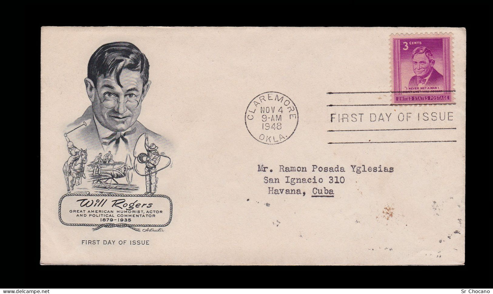 US.Will Rogers.1948.FIRST DAY ISSUE. SCOTT 975 - 1951-1960