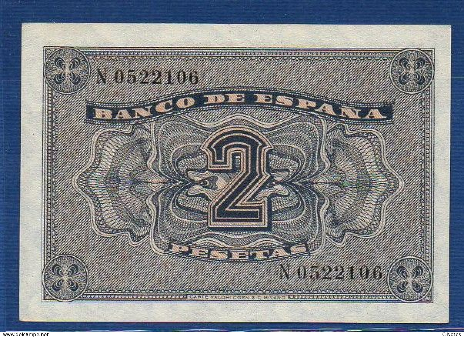 SPAIN - P.109a – 2 PESETAS 1938 UNC-, S/n N0522106 - 1-2 Peseten