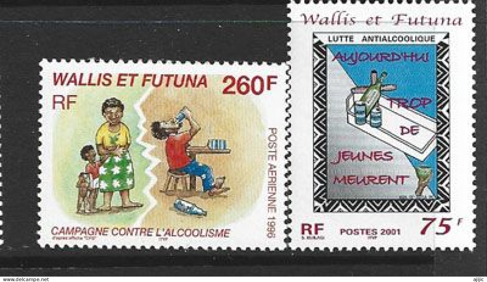 Lutte Contre L'alcoolisme Aux îles Wallis & Futuna (Océan Pacifique)  2 Timbres Neufs ** - Droga