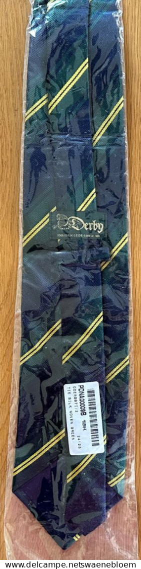 NL.- STROPDAS - DERBY - TIE SILK WOVEN GREEN. Necktie - Cravate - Kravate - Ties. - Dassen