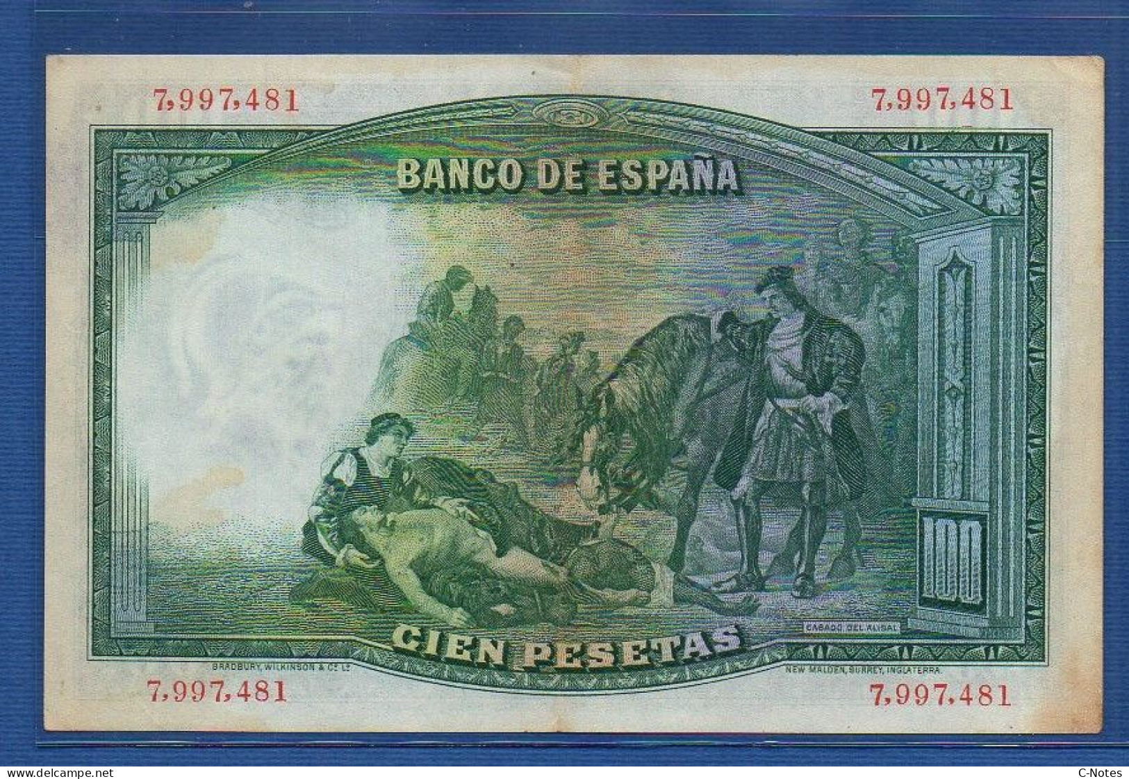 SPAIN - P. 83a – 100 Pesetas 1931 VF+, S/n 7,997,481 - 100 Peseten