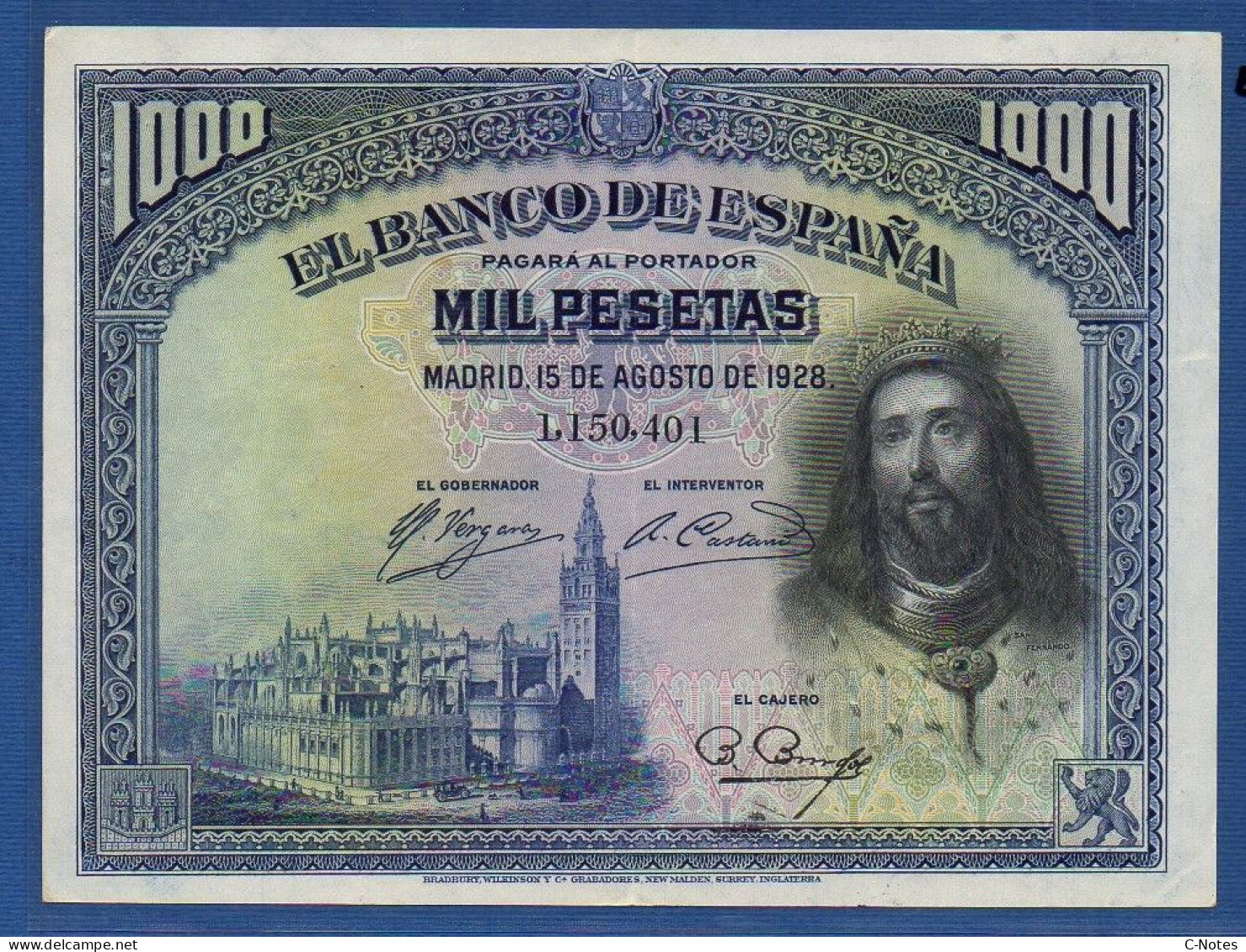 SPAIN - P. 78a – 1000 Pesetas 1928 XF, S/n 1,150,401 - 1000 Pesetas