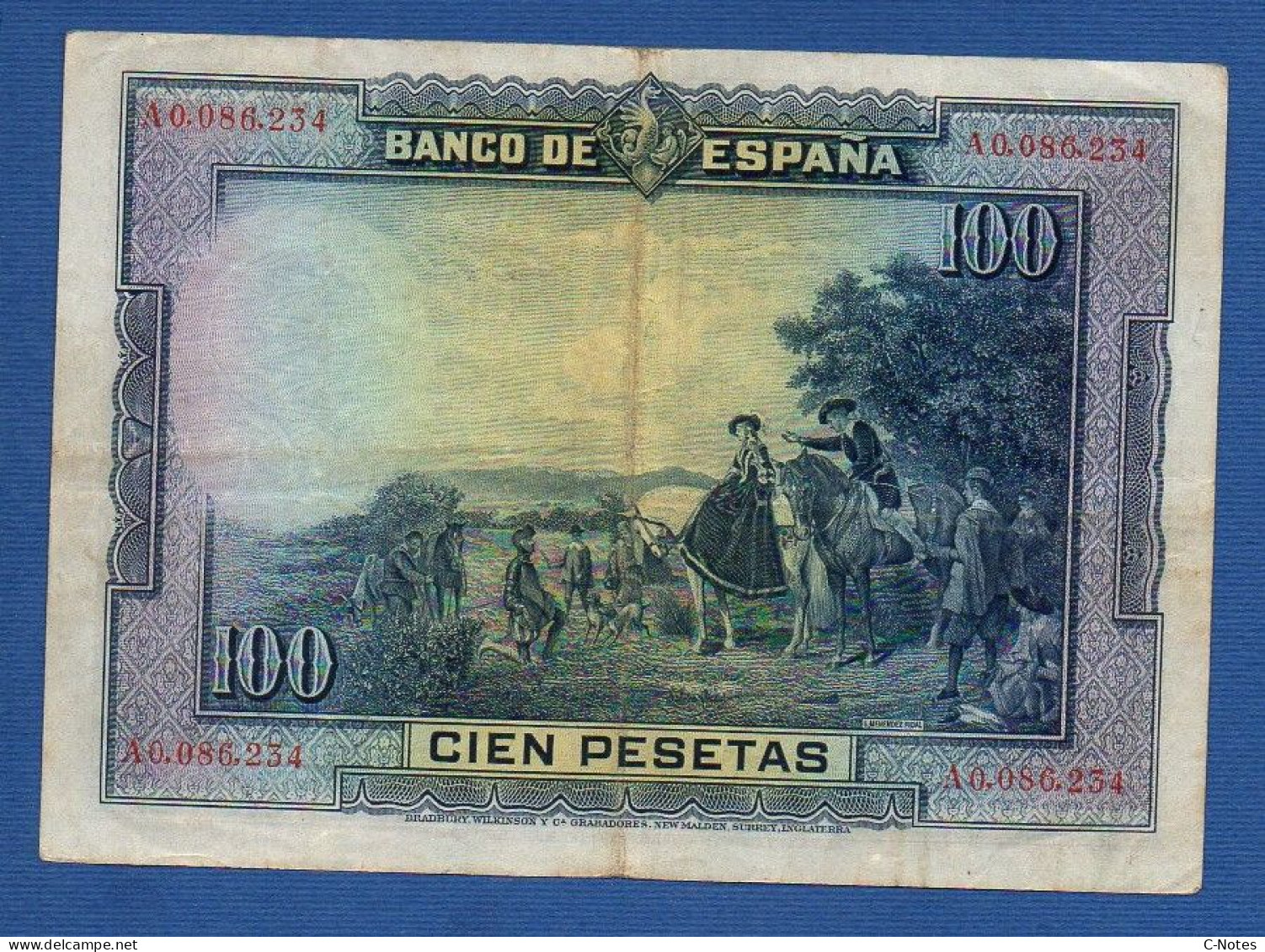 SPAIN - P. 76a – 100 Pesetas 1928 VF, S/n A0,086,234 - 100 Pesetas