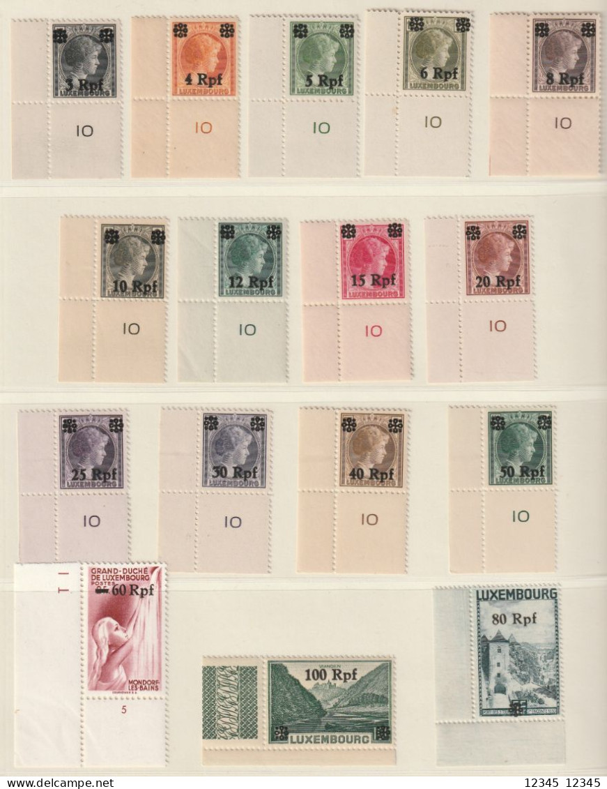 Luxemburg 1940, Postfris MNH, Overprint (corner Pieces) - 1940-1944 Deutsche Besatzung