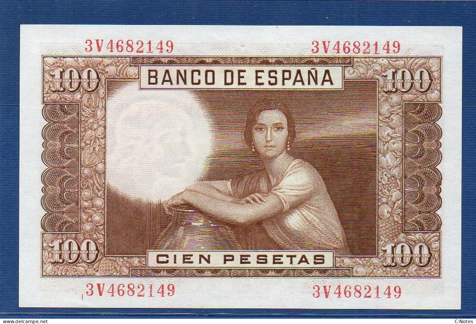 SPAIN - P.145a – 100 Pesetas 1953 UNC, S/n 3V4682149 - 100 Peseten