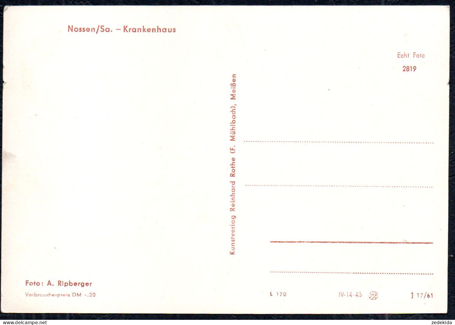 G3522 - Nossen Krankenhaus - Verlag Reinhard Rothe DDR - Nossen