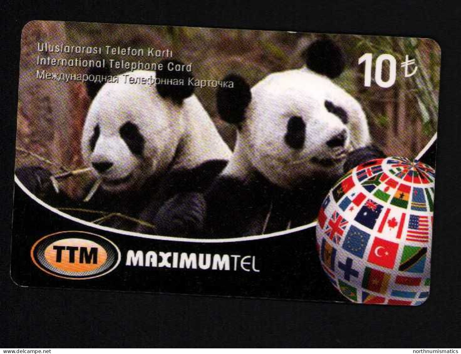 Turkiye TTM Maximumtel 10 TL Sample Prepaid Phone Card Panda Themed - Collections