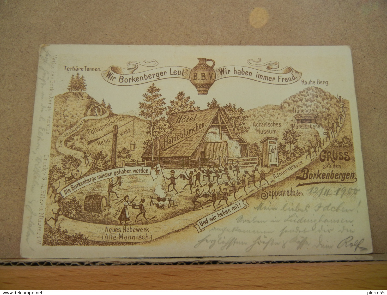 GRUSS Aus Dem BORKENBERGEN- LÜDINGHAUSEN- HOTEL JAIDEBLUMCHEN - Lithographie Multivue- VERY GOOD CONDITION - Borken