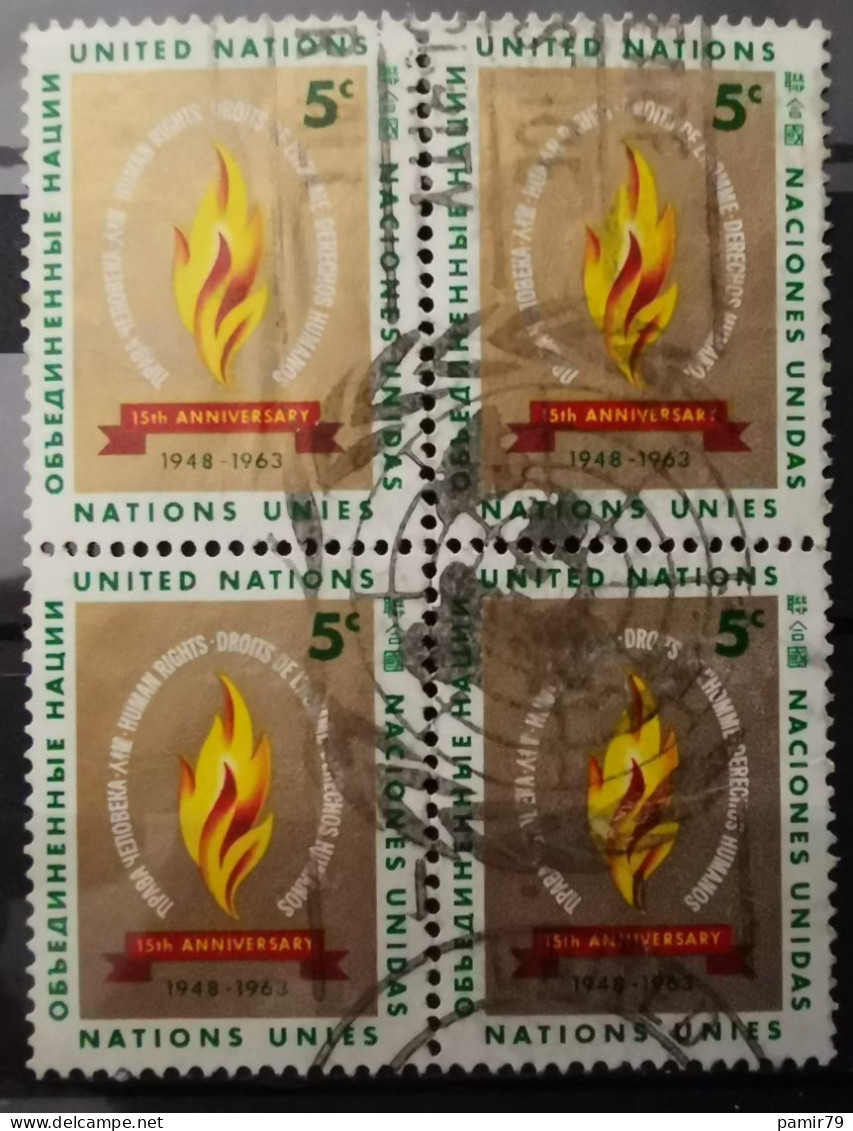 1963 15 Jahre Menschenrechte Vereinte Nationen Viererblock - Used Stamps