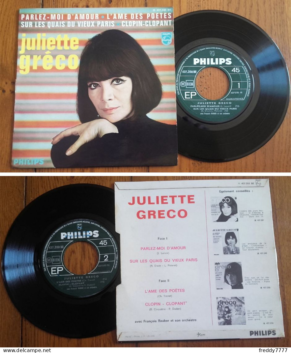 RARE French EP 45t RPM BIEM (7") JULIETTE GRECO «Parlez-moi D'amour» (1968) - Collectors