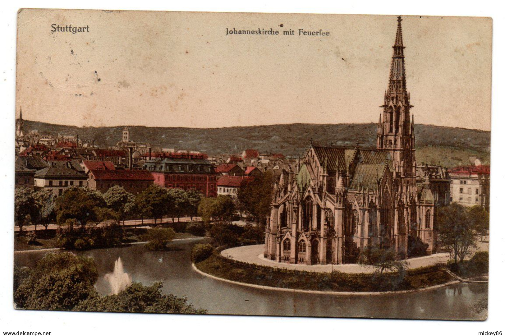 Allemagne--STUTTGART--1914 -- Johanneskirche Mit Feuerfee ........timbre...cachet - Stuttgart