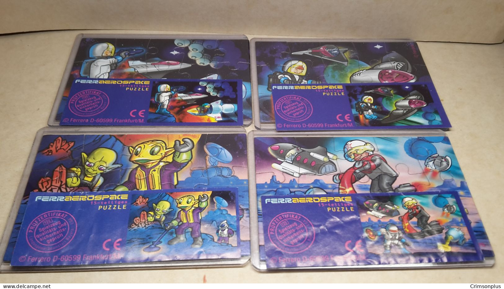 1996 Ferrero - Kinder Surprise -Ferraerospace Crew - Puzzles - Complete Set + 4 BPZ's - Aufstellfiguren