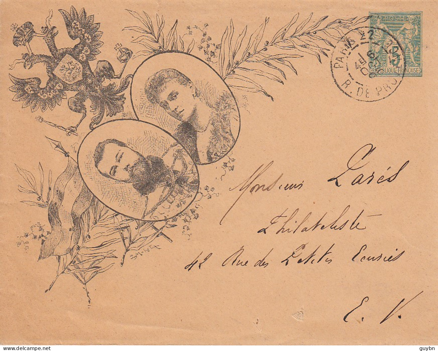 France Entier Enveloppe Commémorative Sage 5c Repiquage Tsar / Tsarine .. Voir Scan Verso - Overprinted Covers (before 1995)