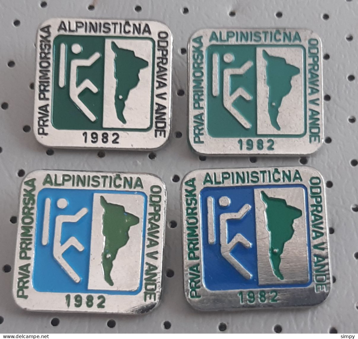 Yugoslav Expedition ANDES 1982 Primorska Odprava Slovenia Alpinism Mountaineering Pins - Alpinismus, Bergsteigen