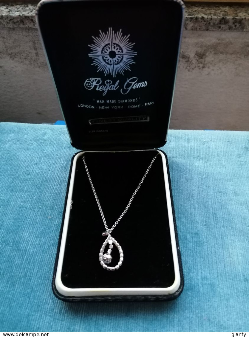 VINTAGE REGAL GEMS MAN MADE DIAMONDS NECKLACE & PENDANT 2,25 CARATS FINEST QUALITY - Necklaces/Chains