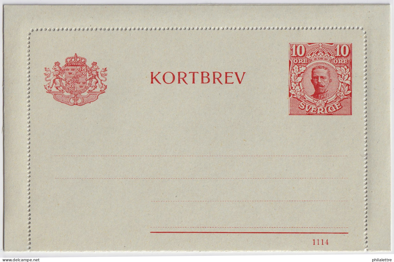 SUÈDE / SWEDEN - 1914 - Letter-Card Mi.K13 10ö Red (d.1114) Unused - Very Fine - Ganzsachen