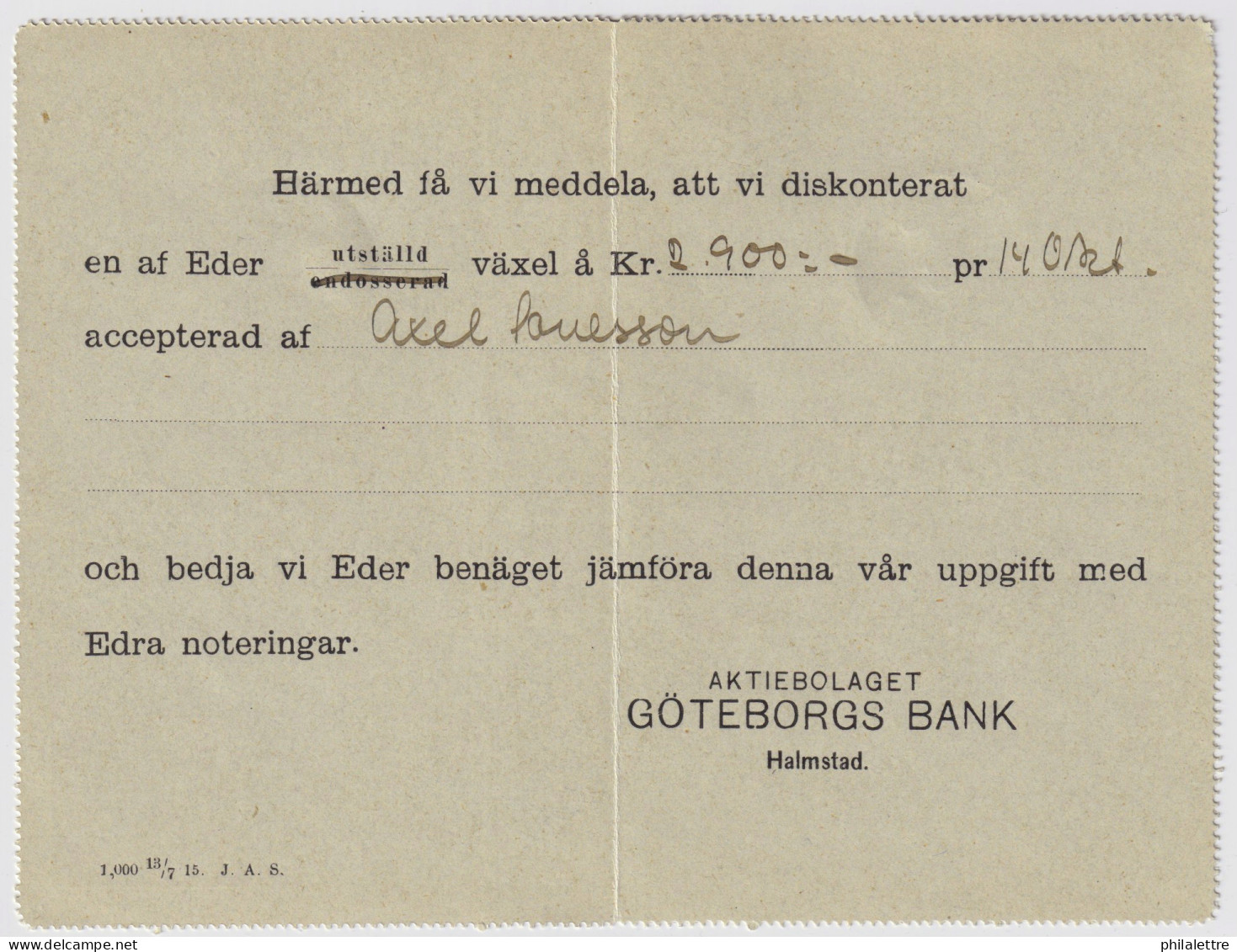 SUÈDE / SWEDEN - 1917 - Letter-Card Mi.K13 10ö Red (d.1114) Used HALMSTAD To SVEG - Reprinted- Very Fine - Postal Stationery