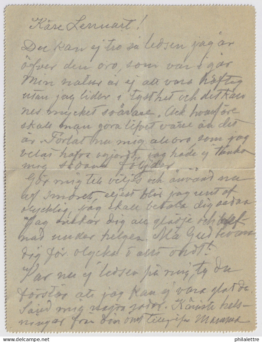 SUÈDE / SWEDEN - 1918 - Letter-Card Mi.K13 10ö Red (d.218) Uprated Facit 72 - Used  To STOCKHOLM - Ganzsachen