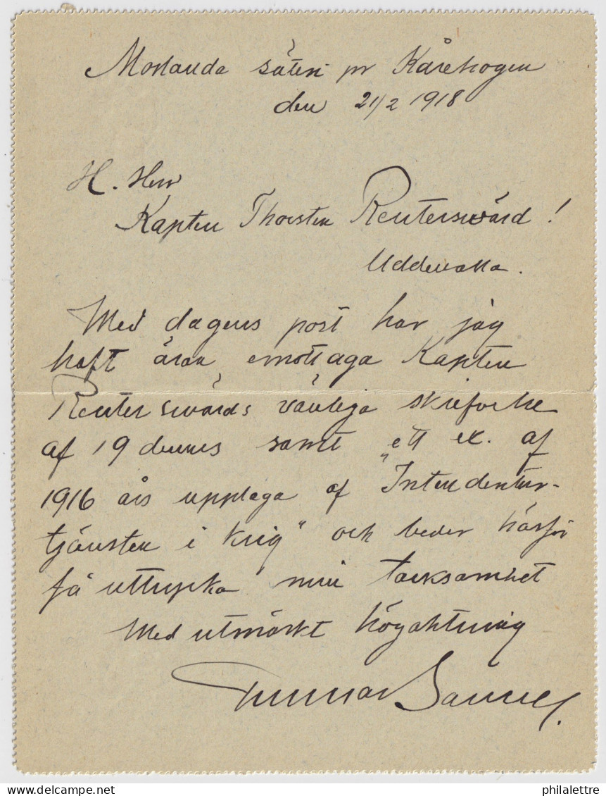 SUÈDE / SWEDEN - 1918 - Letter-Card Mi.K13 10ö Red (d.717) Used KÅREHOGEN To UDDEVALLA - Postal Stationery