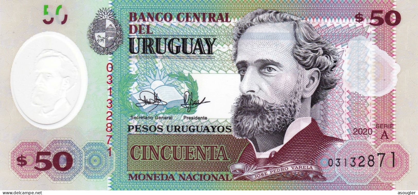 Uruguay 50 Pesos Uruguayos 2020 POLYMER UNC "free Shipping Via Regular Air Mail (buyer Risk)" - Uruguay