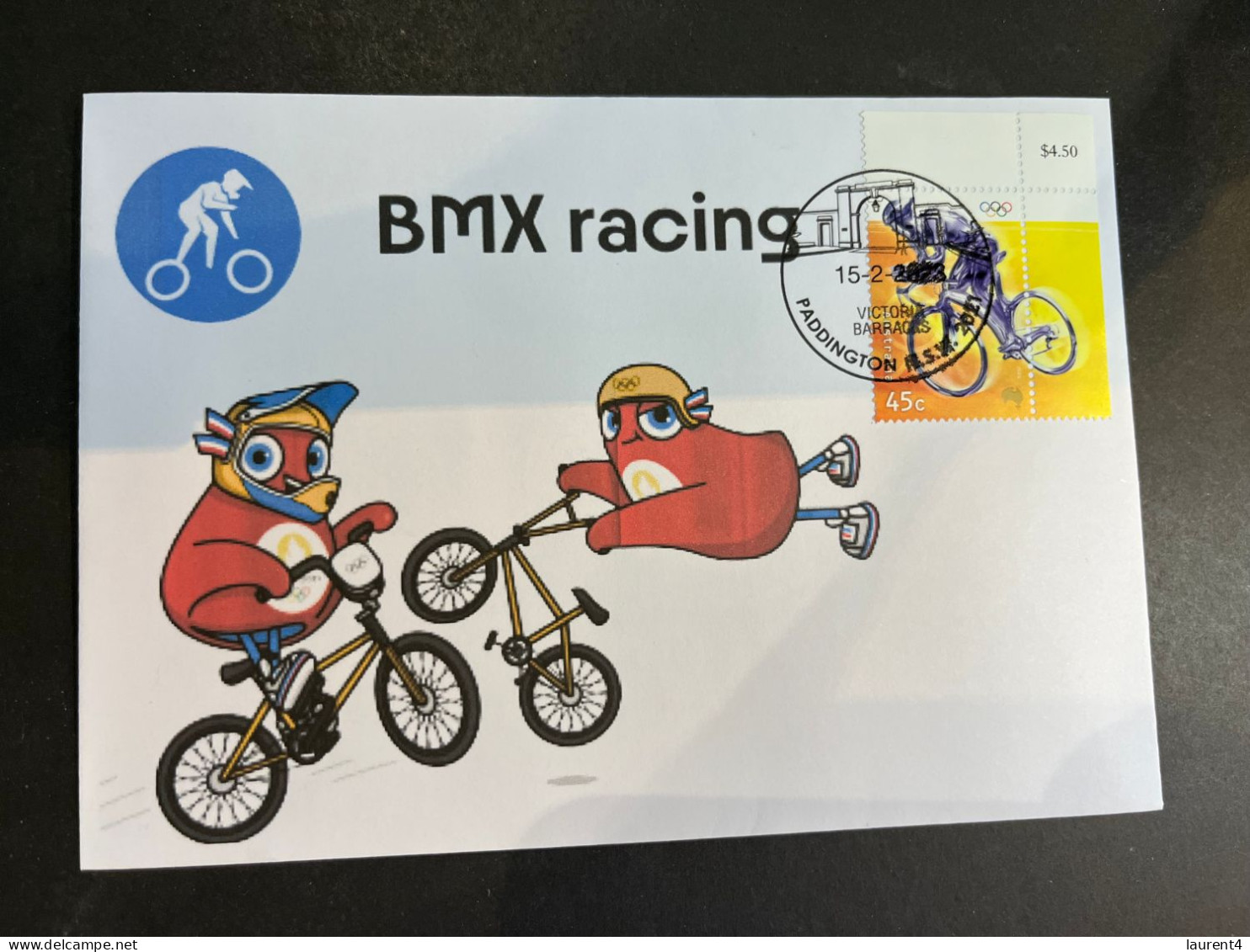 (1 R 42) Paris 2024 Olympics Games - BMX Cycling (with 2000 Sydney Olympic Cycling Stamp From Mini-sheet) - Eté 2024 : Paris