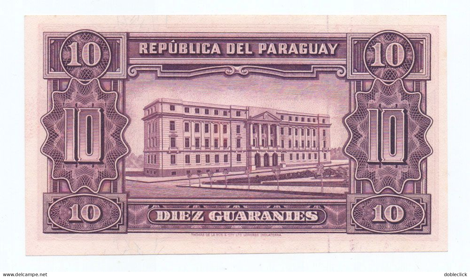 PARAGUAY - 10 GUARANIES NOTE CHAMORRO & STORM SIGN. P-187b 1952 - UNC - Paraguay