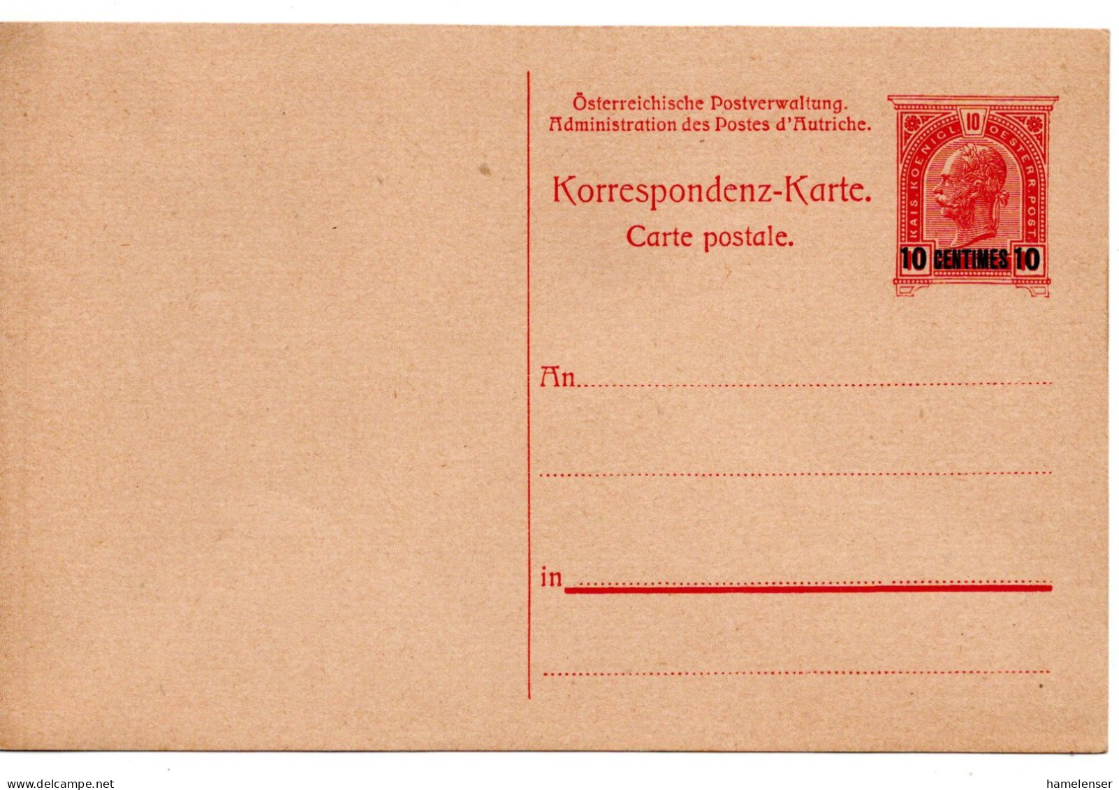 66623 - Österreich / Post In Der Levante - 1907 - 10c/10H GAKte, Ungebraucht - Levant Autrichien