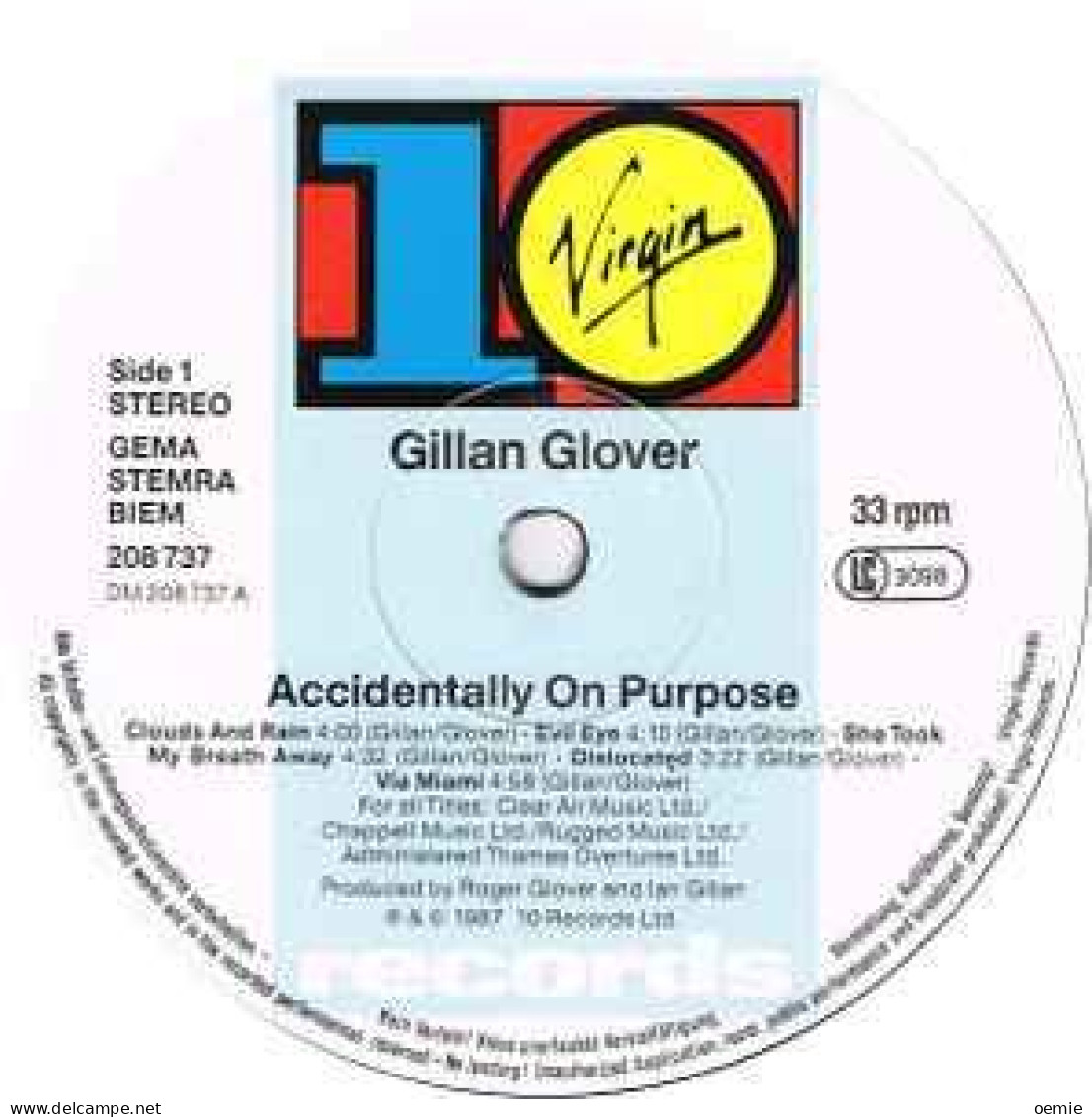 GILLAN GLOVER   ACCIDENTALLY  ON PURPOSE - Other - English Music